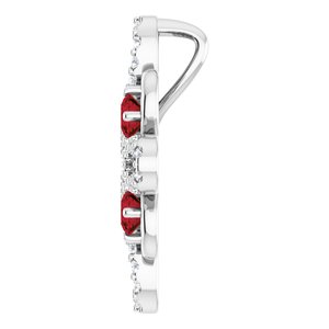 Platinum Natural Mozambique Garnet & 1/6 CTW Natural Diamond Clover Pendant