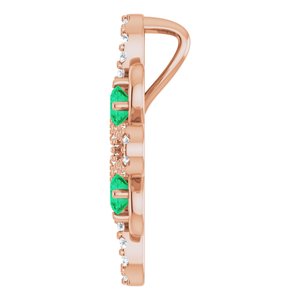 14K Rose Gold Natural Emerald & 1/6 CTW Natural Diamond Clover Pendant