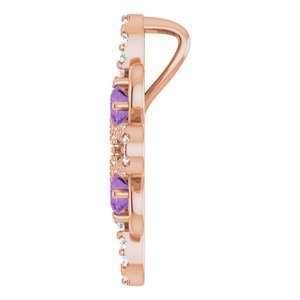 14K Rose Gold Natural Amethyst & 1/6 CTW Natural Diamond Pendant