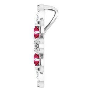 Platinum Natural Ruby & 1/6 CTW Natural Diamond Clover Pendant