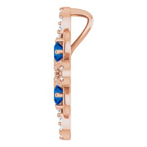 14K Rose Gold Natural Blue Sapphire & 1/6 CTW Natural Diamond Clover Pendant