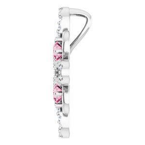 Platinum Natural Pink Tourmaline & 1/6 CTW Natural Diamond Clover Pendant