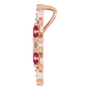 14K Rose Gold Natural Ruby & 1/6 CTW Natural Diamond Clover Pendant