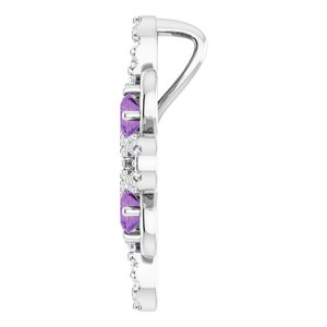 14K White Gold Natural Amethyst & 1/6 CTW Natural Diamond Pendant