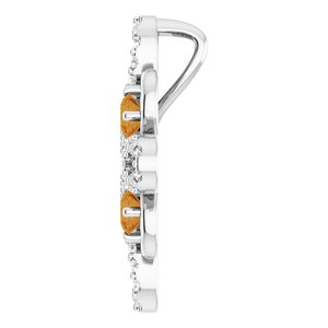 Platinum Natural Citrine & 1/6 CTW Natural Diamond Clover Pendant