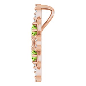 14K Rose Gold Natural Peridot & 1/6 CTW Natural Diamond Clover Pendant