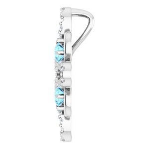 Platinum Natural Aquamarine & 1/6 CTW Natural Diamond Clover Pendant