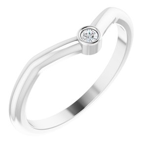 14K White Gold .03 CT Natural Diamond Stackable