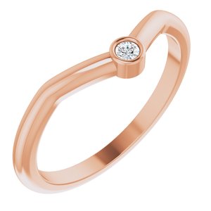 14K Rose Gold .03 CT Natural Diamond Stackable Ring