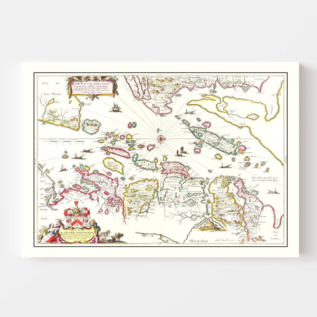 Vintage Map of Lorne, Scotland 1665