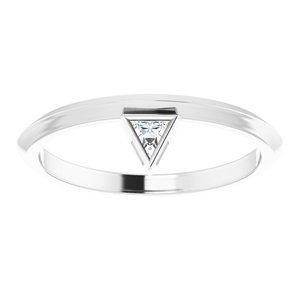 14K White Gold .06 CT Natural Diamond Stackable Ring
