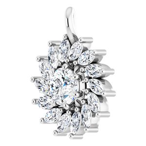 14K White Gold Natural White Sapphire & 5/8 CTW Natural Diamond Halo-Style Pendant