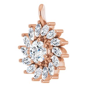 14K Rose Gold Natural White Sapphire & 5/8 CTW Natural Diamond Halo-Style Pendant