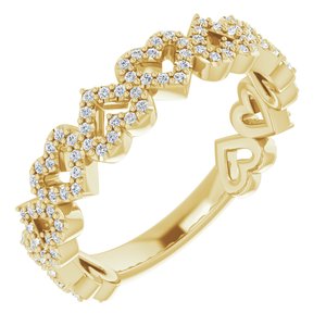 14K Yellow Gold 1/3 CTW Natural Diamond Stackable Heart Ring