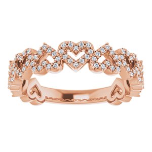 14K Rose Gold 1/3 CTW Natural Diamond Stackable Heart Ring