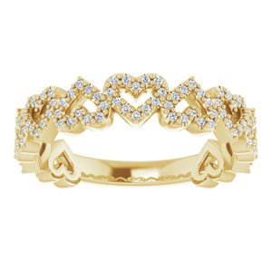 14K Yellow Gold 1/3 CTW Natural Diamond Stackable Heart Ring