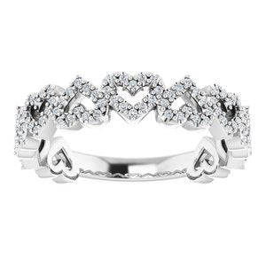 14K White Gold 1/3 CTW Natural Diamond Stackable Heart Ring