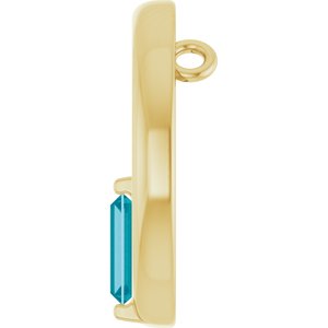 14K Yellow Gold Natural London Blue Topaz Circle Pendant
