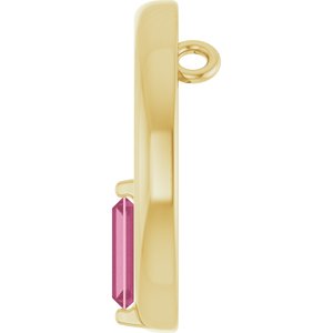 14K Yellow Gold Natural Pink Tourmaline Circle Pendant