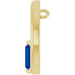 14K Yellow Gold Natural Blue Sapphire Circle Pendant