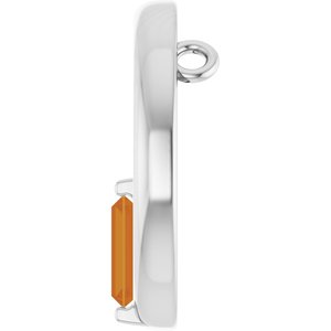 14K White Gold Natural Citrine Circle Pendant