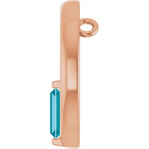14K Rose Gold Natural London Blue Topaz Circle Pendant