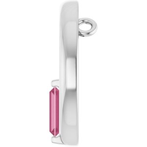 Sterling Silver Natural Pink Tourmaline Circle Pendant