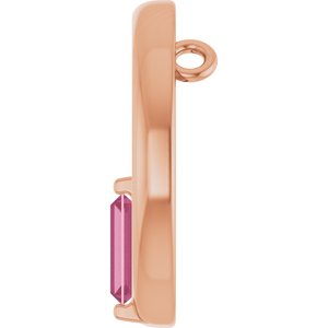14K Rose Gold Natural Pink Tourmaline Circle Pendant
