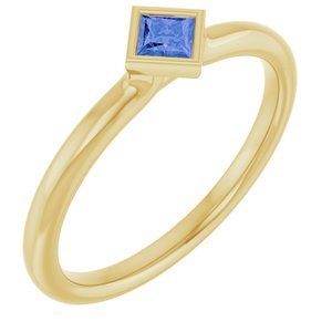 14K Yellow Gold Natural Tanzanite Stackable Ring
