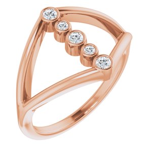 14K Rose Gold 1/8 CTW Natural Diamond Geometric Ring