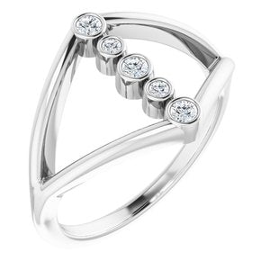 Sterling Silver 1/8 CTW Natural Diamond Geometric Ring