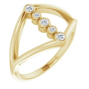 14K Yellow Gold 1/8 CTW Natural Diamond Geometric Ring