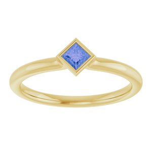 14K Yellow Gold Natural Tanzanite Stackable Ring