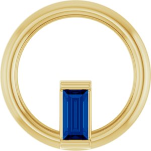14K Yellow Gold Natural Blue Sapphire Circle Pendant