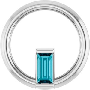 14K White Gold Natural London Blue Topaz Circle Pendant