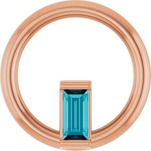 14K Rose Gold Natural London Blue Topaz Circle Pendant