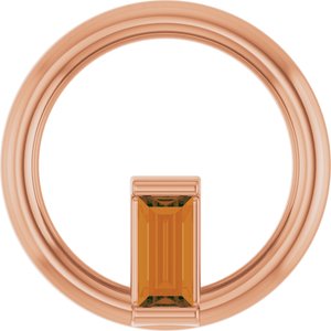 14K Rose Gold Natural Citrine Circle Pendant