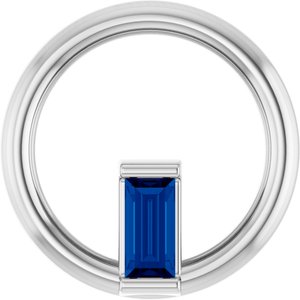 14K White Gold Natural Blue Sapphire Circle Pendant