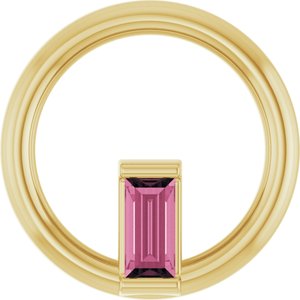 14K Yellow Gold Natural Pink Tourmaline Circle Pendant