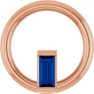 14K Rose Gold Natural Blue Sapphire Circle Pendant