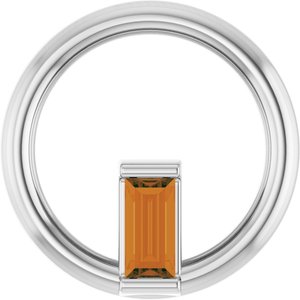 14K White Gold Natural Citrine Circle Pendant