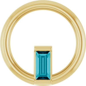 14K Yellow Gold Natural London Blue Topaz Circle Pendant