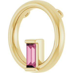 14K Yellow Gold Natural Pink Tourmaline Circle Pendant