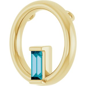 14K Yellow Gold Natural London Blue Topaz Circle Pendant