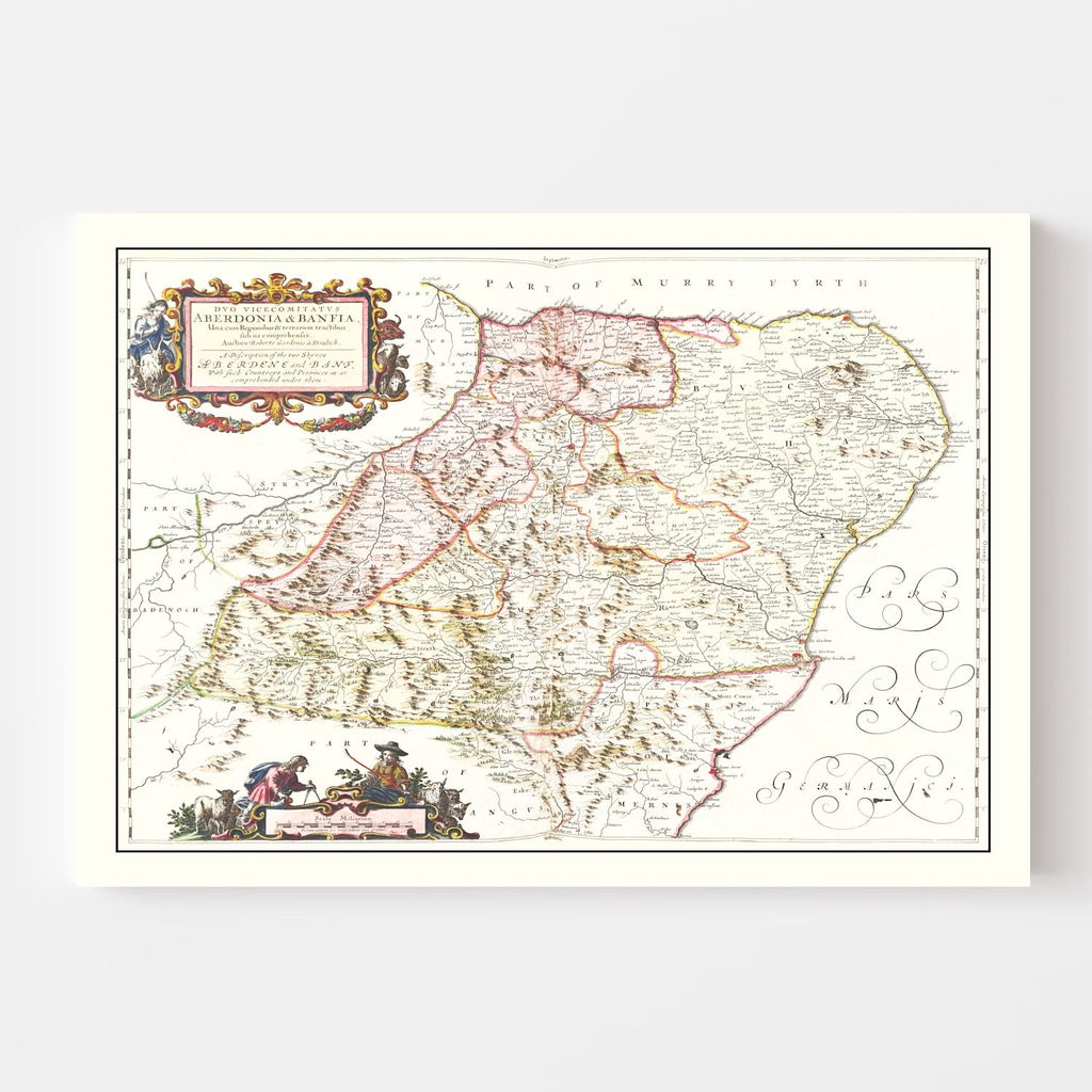 Vintage Map of Aberdeen Scotland 1665