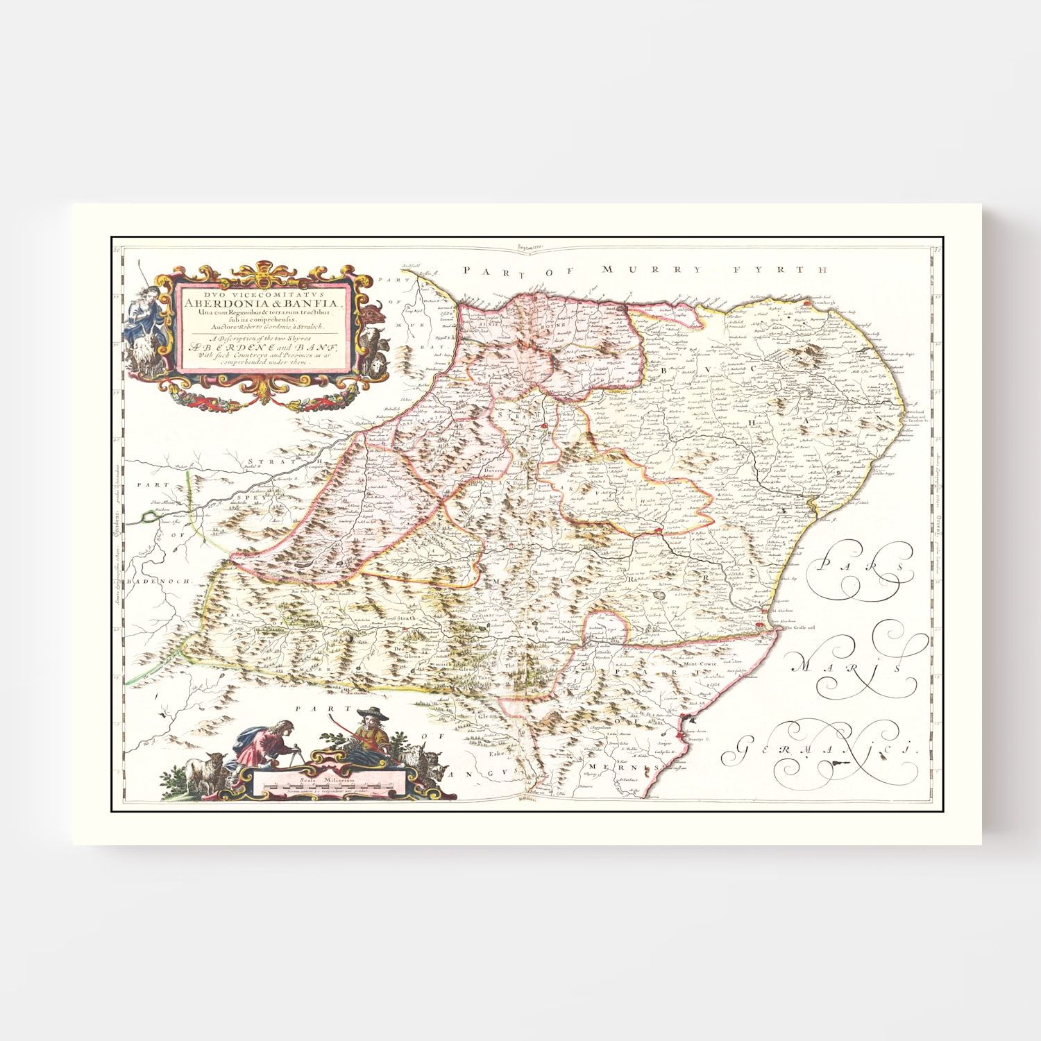 Vintage Map of Aberdeen Scotland 1665