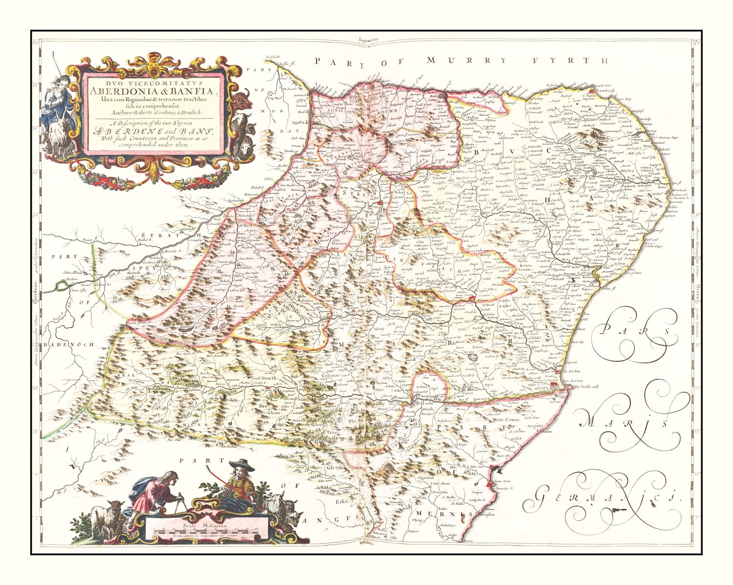 Vintage Map of Aberdeen Scotland 1665