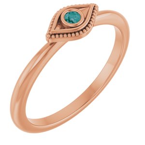 14K Rose Gold Lab-Grown Alexandrite Stackable Evil Eye Ring