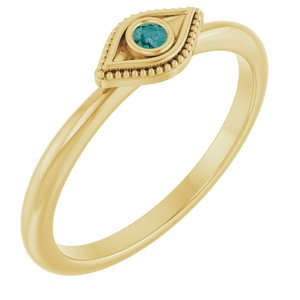 14K Yellow Gold Lab-Grown Alexandrite Stackable Evil Eye Ring