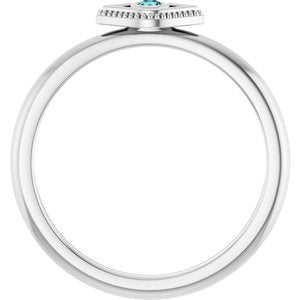 Sterling Silver Natural Blue Zircon Stackable Evil Eye Ring